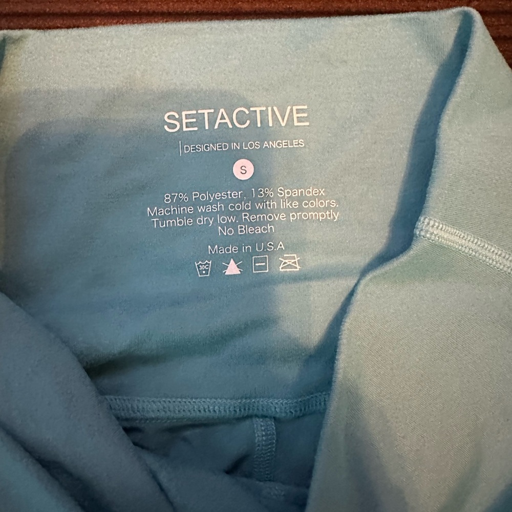 SET Active Light Blue Cross-Back Sports Bra & High-Waist Bike Shorts - Picture 3 of 4